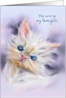 Thinking of You Cute Persian Kitten with Blue Eyes Pet Art Custom card