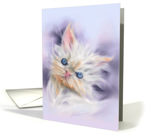 Any Occasion Cute Persian Kitten with Blue Eyes Pet Art Blank card