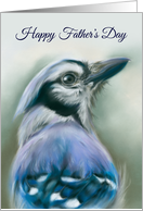 Fathers Day Blue Jay Bird Portrait Pastel Art card