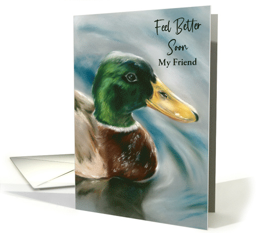 Feel Better Soon Friend Mallard Duck on Water Pastel Bird... (1734670)