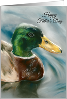 Fathers Day Mallard Duck on Water Pastel Wildlife Bird Art card