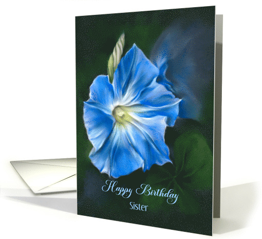 Birthday Sister Blue Morning Glory Pastel Flower Art... (1735144)