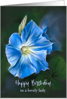Birthday for Her Blue Morning Glory Pastel Flower Art Custom card
