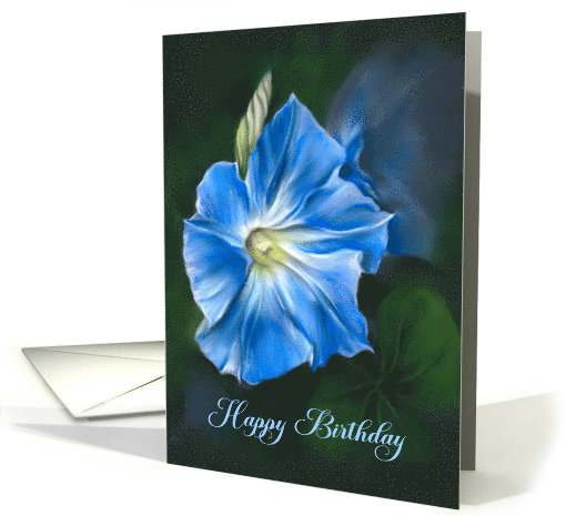 Happy Birthday Blue Morning Glory Pastel Flower Art card (1735218)