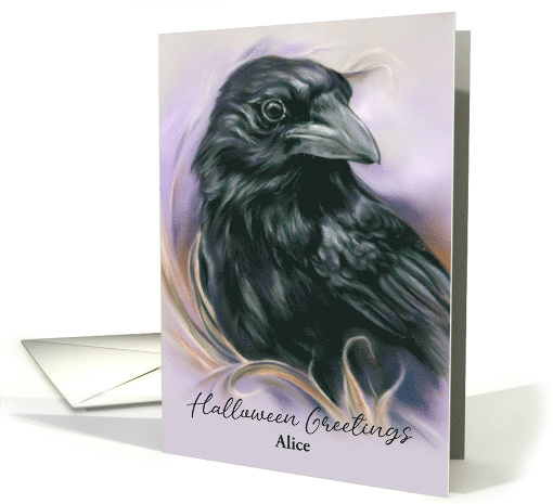 Halloween Crow Autumn Corn Black Bird Art Custom Name A card (1735666)