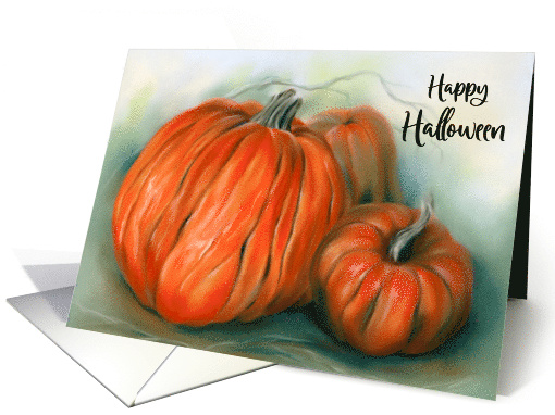 Happy Halloween Autumn Pumpkin Patch Pastel Art card (1736796)