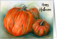 Happy Halloween Autumn Pumpkin Patch Pastel Art card