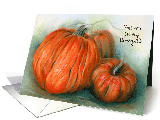 Thinking of You Autumn Pumpkin Patch Pastel Art Personalized card