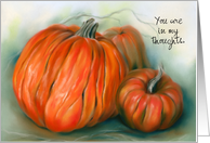 Thinking of You Autumn Pumpkin Patch Pastel Art Personalized card