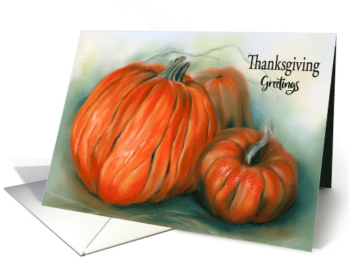 Thanksgiving Greetings Autumn Pumpkin Patch Pastel Art card (1736826)