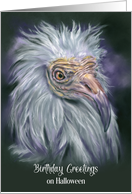 Halloween Birthday Greetings White Vulture Spooky Bird Art card