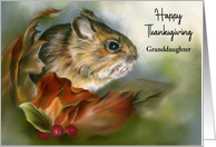 Thanksgiving Granddaughter Wood Mouse Autumn Leaves Custom card