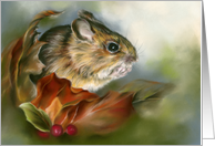 Any Occasion Wood Mouse Autumn Leaves Cute Animal Art Blank card