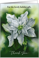 Thank You for Holiday Gift White Poinsettia Pastel Flower Art Custom card