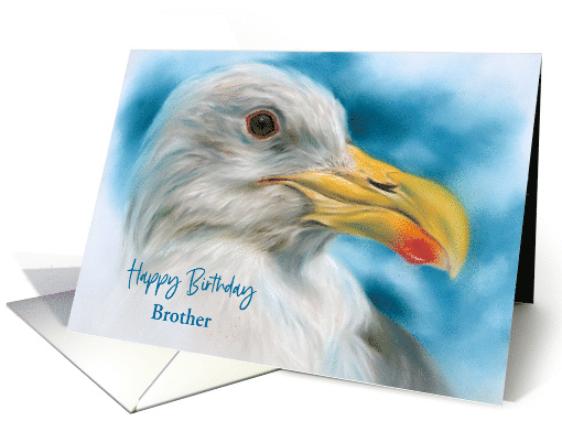 Birthday for Brother Seagull Sky Bird Art Custom Relative card