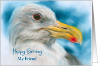 Birthday for Friend Seagull Sky Bird Art Personalized card