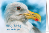 Birthday for Him Seagull Sky Bird Pastel Art Custom card