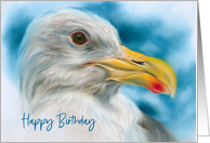 Happy Birthday Seagull Sky Bird Pastel Art card