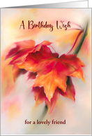 Birthday Wish for Friend Autumn Red Maple Leaves Art Personalized card