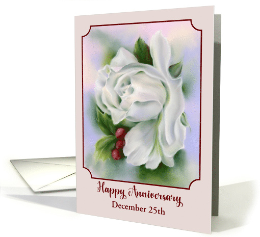 Anniversary in December White Rose Flower Winter Holly... (1743940)