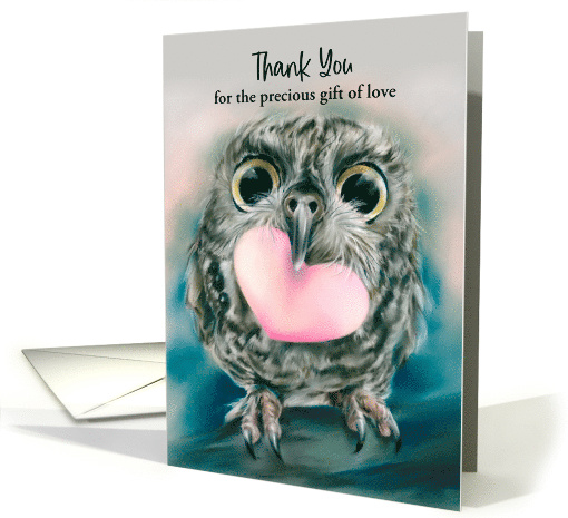 Thank You for Love Cute Owl with Large Eyes and Heart... (1744754)