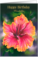 Birthday for Personalized Name Hibiscus Colorful Tropical Flower M card