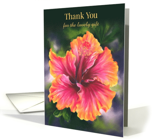 Thank You for Gift Hibiscus Colorful Tropical Flower Custom card