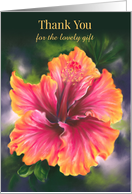 Thank You for Gift Hibiscus Colorful Tropical Flower Custom card