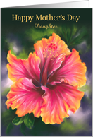 Mothers Day for Daughter Hibiscus Colorful Tropical Flower Custom card