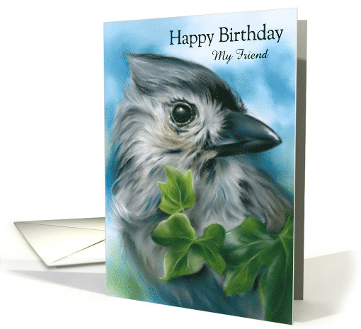 Birthday for Friend Small Gray Bird Tufted Titmouse Art... (1745906)