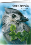 Birthday for Her Small Gray Bird Tufted Titmouse Art Custom card