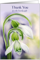 Thank You for Gift White and Green Snowdrops Spring Flowers Custom card