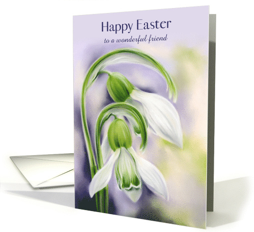 Easter for Friend Snowdrops Spring Flowers Pastel Art Custom card