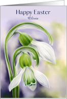 Easter for Personalized Name Snowdrops Spring Flowers Pastel Art O card