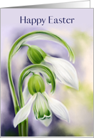 Happy Easter Snowdrops Spring Flowers Pastel Art card