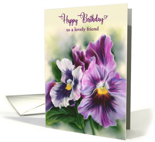 Birthday for Friend Pretty Pansies Colorful Flowers Custom card