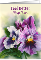 Feel Better Soon Pretty Pansies Colorful Flowers Pastel Art card