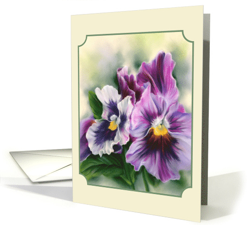 Any Occasion Pretty Pansies Colorful Flowers Pastel Art Blank card