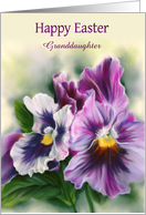 Easter for Granddaughter Pretty Pansies Colorful Flowers Personalized card