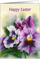 Happy Easter Pretty Pansies Colorful Flowers Pastel Art card