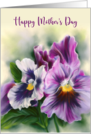 Mothers Day Pretty Pansies Colorful Flowers Pastel Art card
