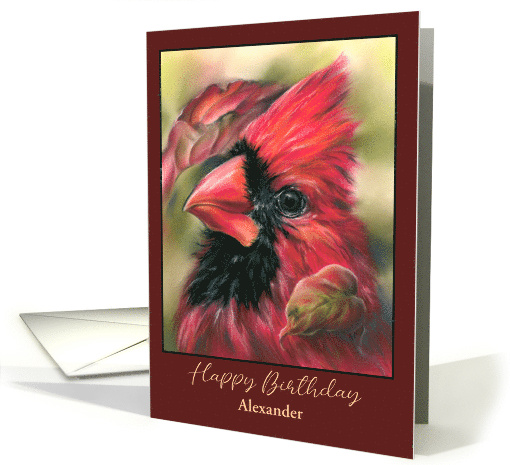 Birthday for Custom Name Cardinal Male Red Bird Autumn Dogwood A card