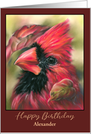 Birthday for Custom Name Cardinal Male Red Bird Autumn Dogwood A card