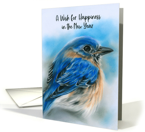 New Years Wish Bluebird in Winter Pastel Bird Art card (1751010)