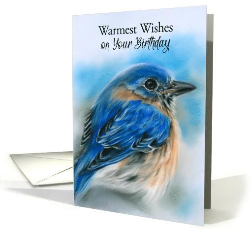 Birthday Wishes Bluebird in Winter Soft Pastel Bird Art card (1751138)