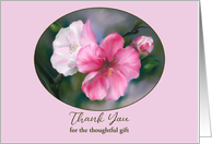 Thank You for Gift Pink Quince Flowers Pastel Floral Art Custom card