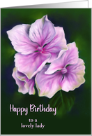 Birthday for Her Pink Hydrangea Flowers Personalized card