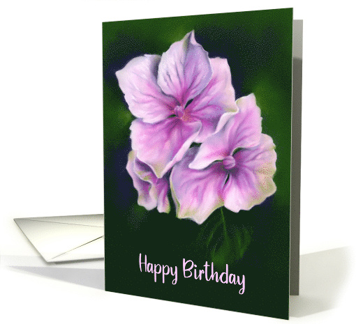 Happy Birthday Pink Hydrangea Flowers Pastel Floral Art card (1752836)