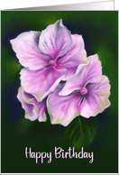 Happy Birthday Pink Hydrangea Flowers Pastel Floral Art card