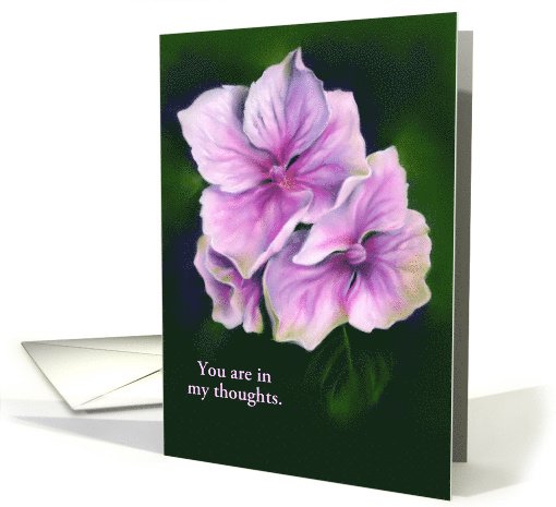 Thinking of You Pink Hydrangea Flowers Pastel Floral Custom card